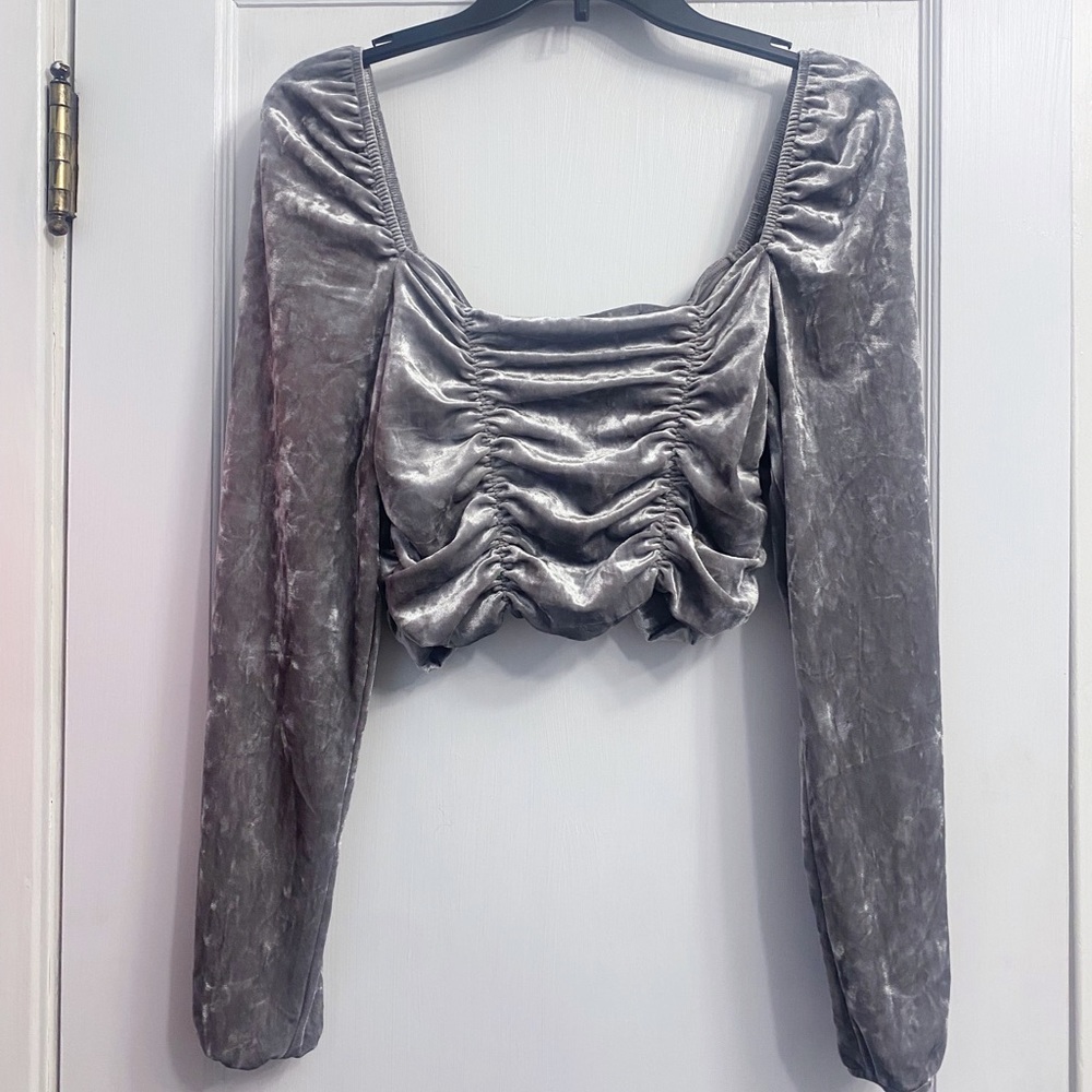 Silver Velvet Top